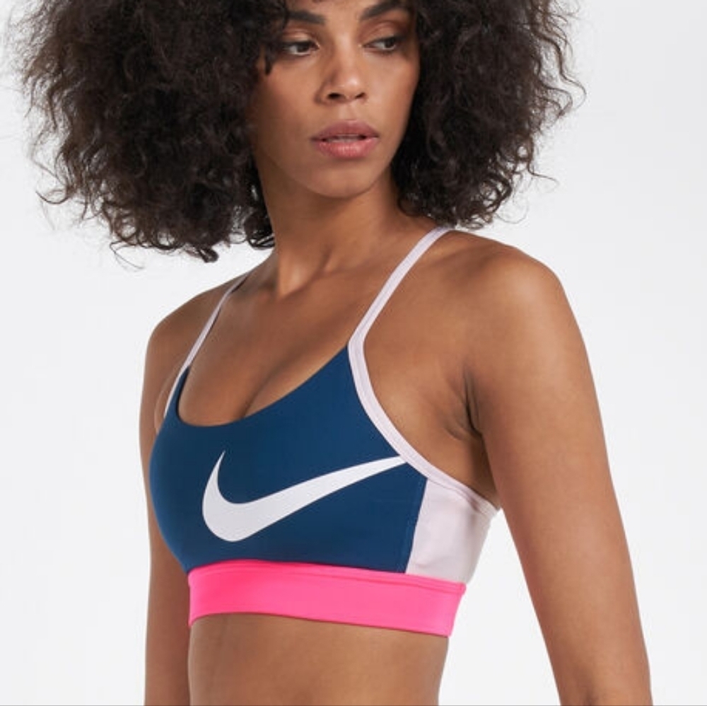 Nike Icnclsh Women Training Bra Pink/White/Navy size large womens